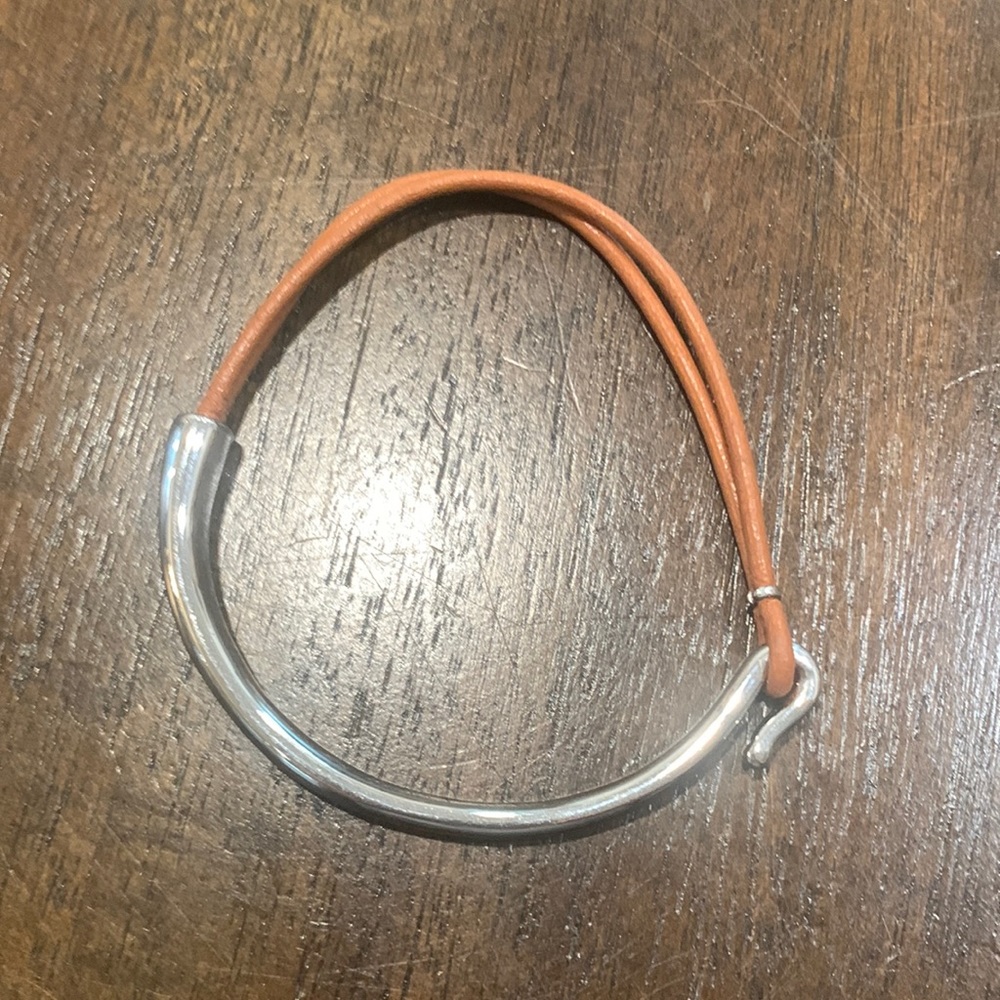 Leather and silver bracelet